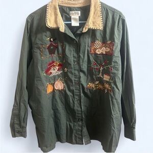 Bobbie Brooks Olive Jacket with Beige Collar